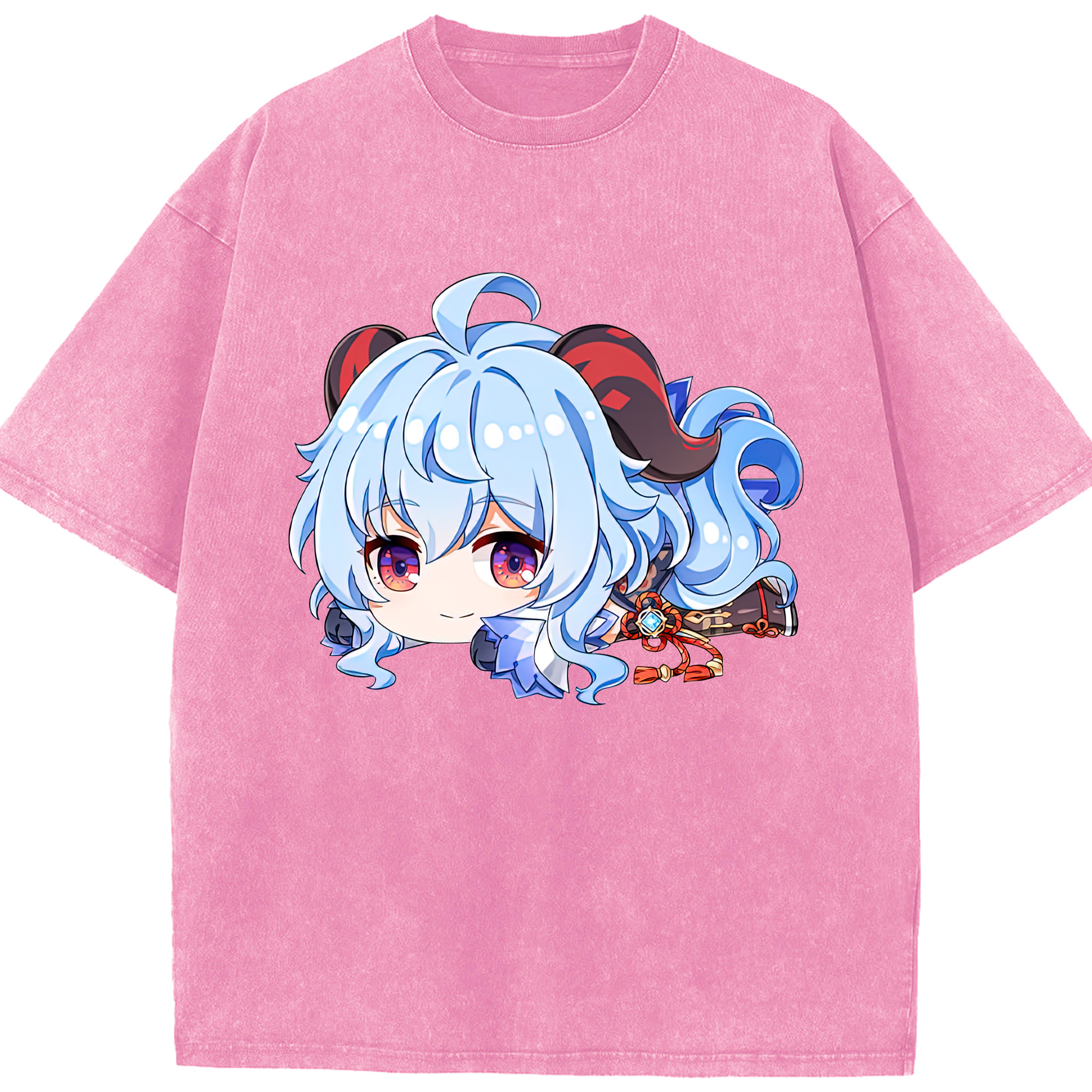 げんし神 甘雨 かんう genshin Ganyu 綿100% ヴィンテージ風 半袖Tシャツ（フロントプリント）